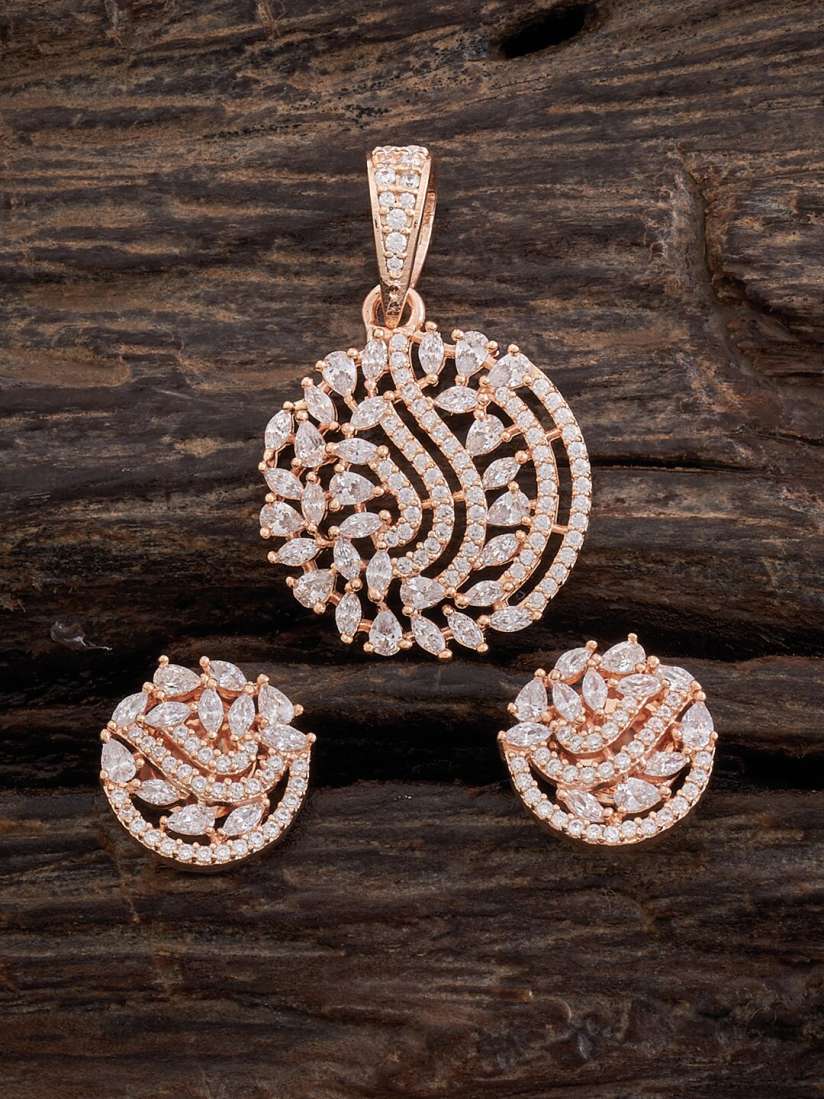 Buy Kushal s Fashion Jewellery Rose Gold Plated Stone Studded Pendant Set Jewellery Set for Women 23767794 Myntra