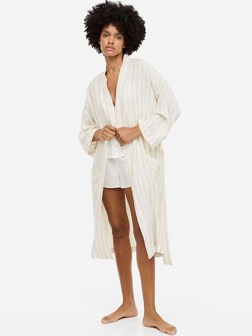 Linen dressing gown h&m sales