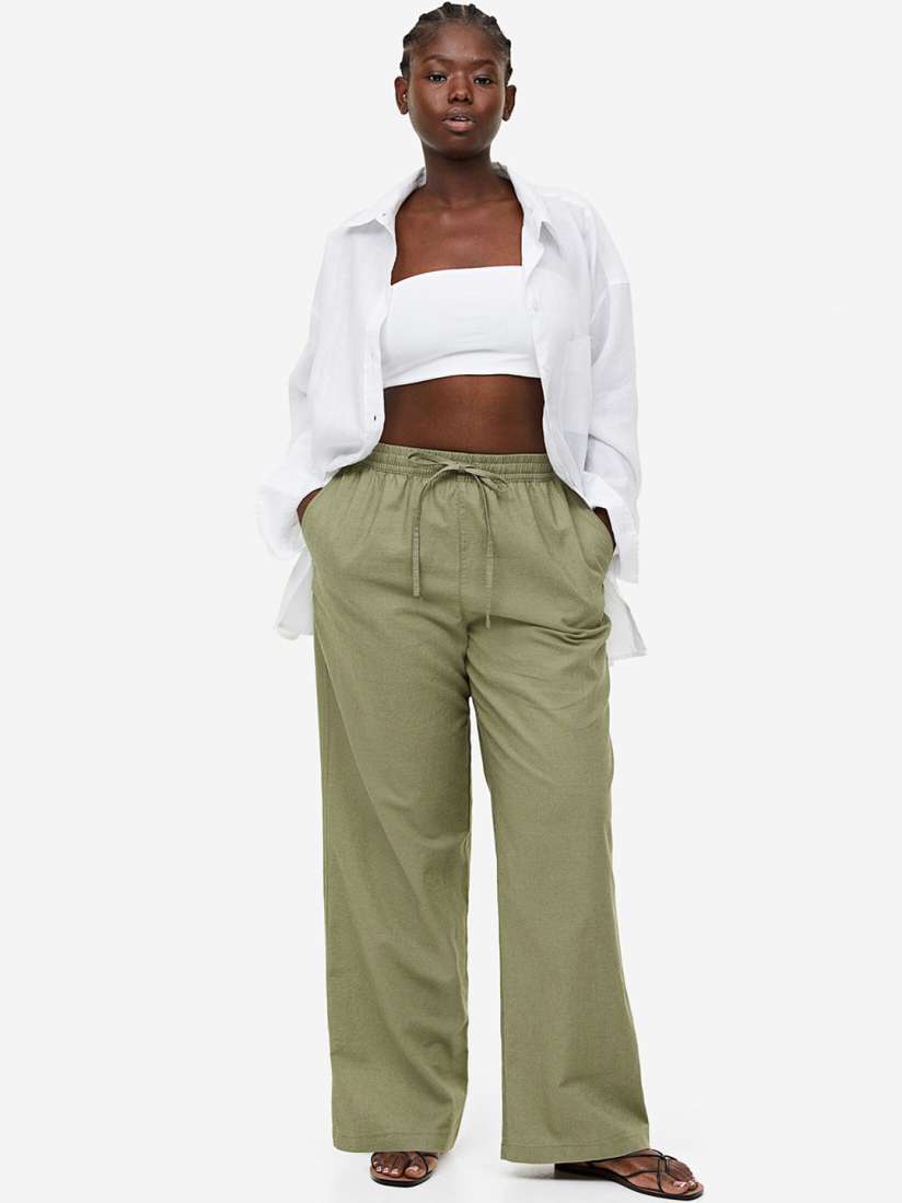 Buy H M Women Linen Blend Pull On Trousers Trousers for Women 23773162 Myntra