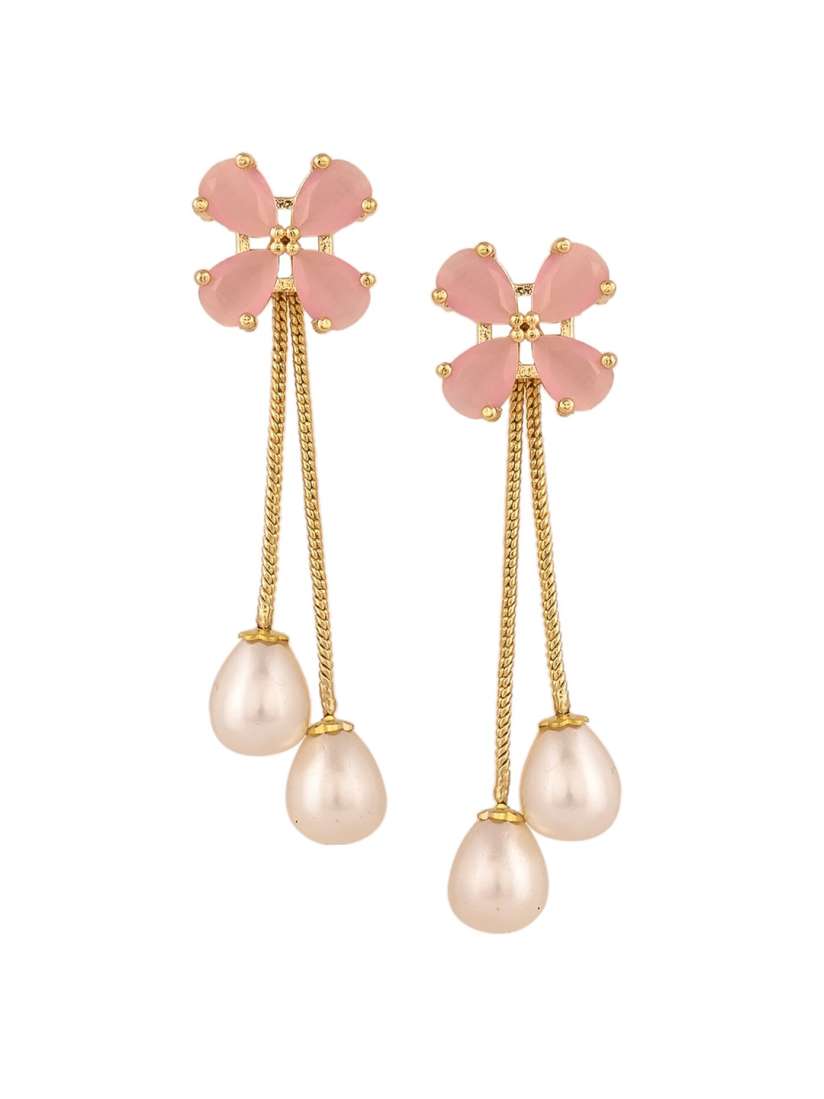 Buy RATNAVALI JEWELS Gold Plated Floral Drop Earrings Earrings for Women 23776410 Myntra