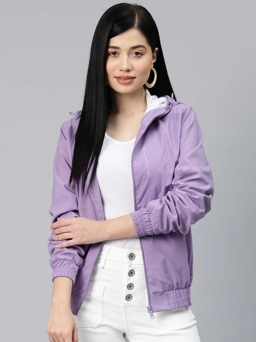 Buy Foreign Culture By Fort Collins Women Solid Windcheater Hooded Bomber Jacket Jackets for Women 23779152 Myntra