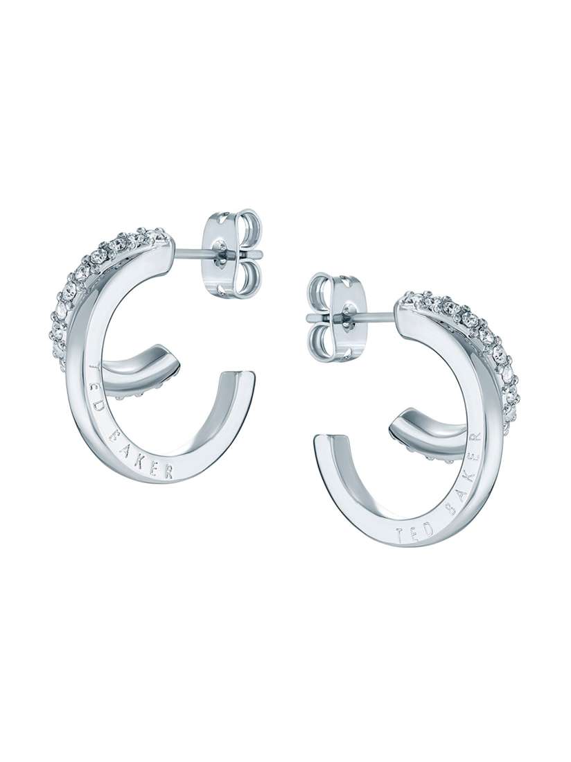Buy Ted Baker Silver Plated Contemporary Crystal Hoop Earrings Earrings for Women 23783014 Myntra