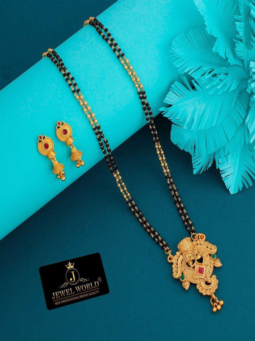 Buy JEWEL WORLD Gold Plated Stone Studded Beaded Mangalsutra With Earrings Mangalsutra for Women 23788652 Myntra