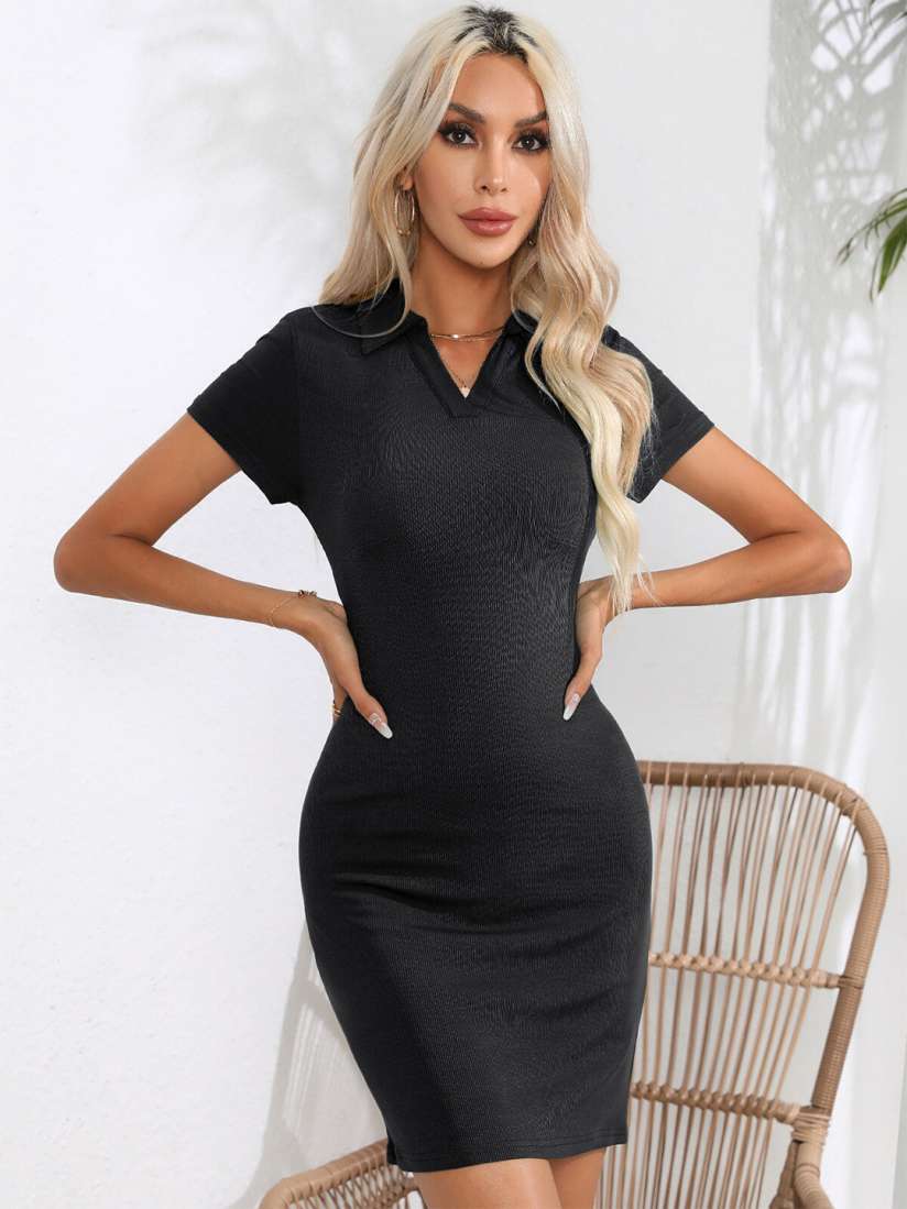 Black bodycon tshirt dress discount