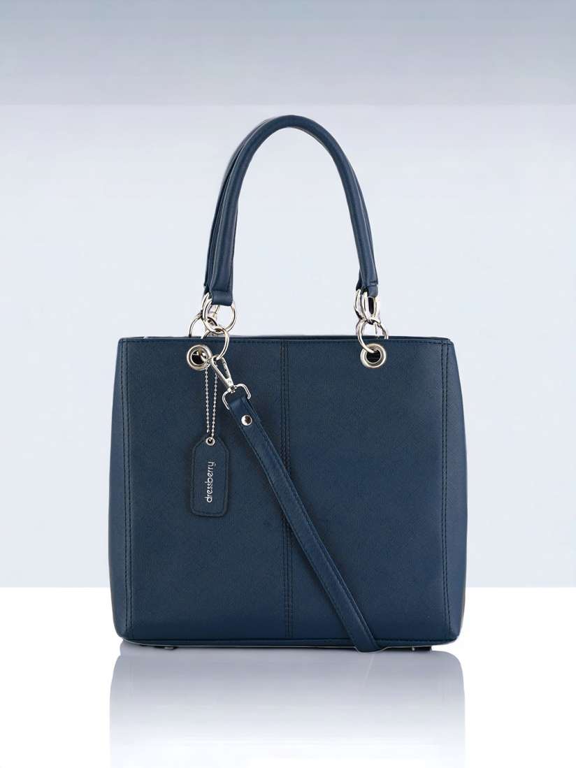 Buy DressBerry Blue PU Structured Shoulder Bag Handbags for Women 23794198 Myntra