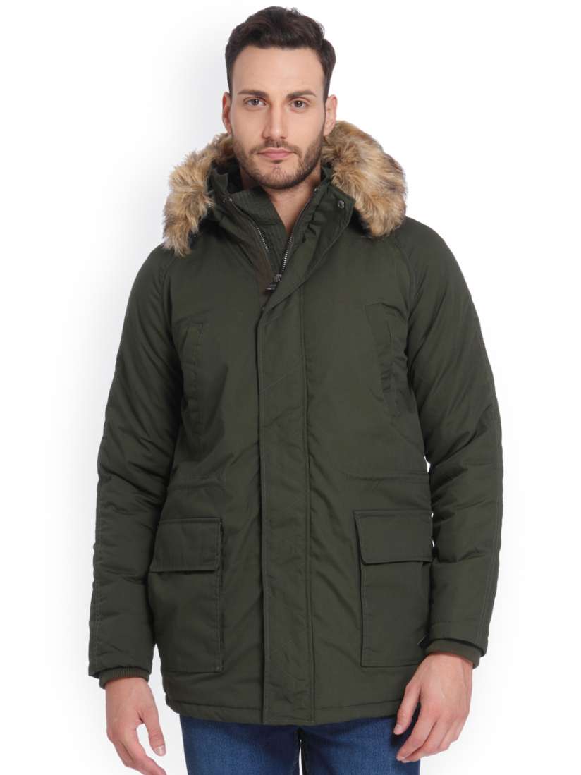 Buy ONLY SONS Men Olive Green Solid Parka Jackets for Men 2379898 Myntra