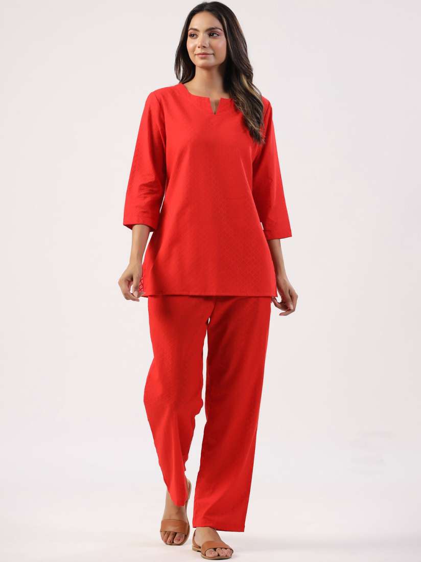 Buy JISORA Self Design Pure Cotton Kurti With Pyjamas Night suits for Women 23801654 Myntra