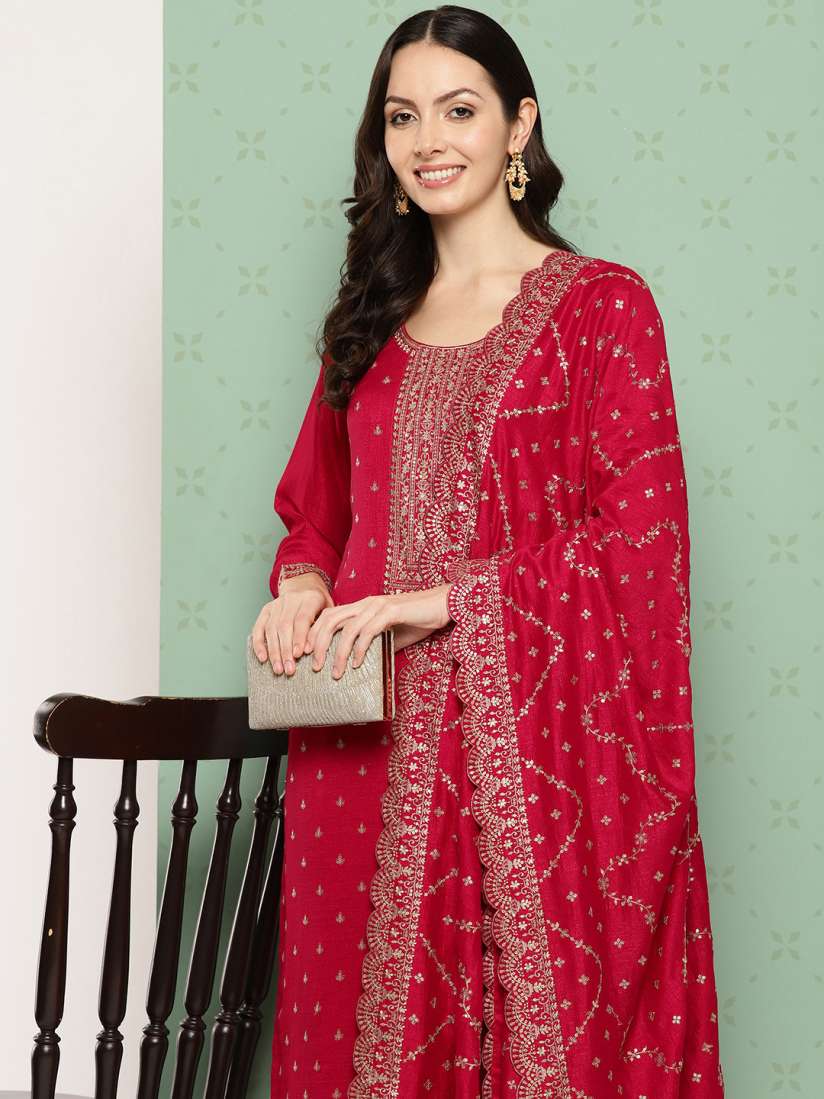 Buy Libas Ethnic Motifs Embroidered Thread Work Kurta with Trousers Dupatta Kurta Sets for Women 23803278 Myntra