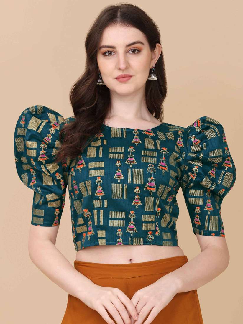 Buy DL Fashion Ethnic Motifs Printed Puffed Sleeves Crop Top Tops for Women 23805204 Myntra