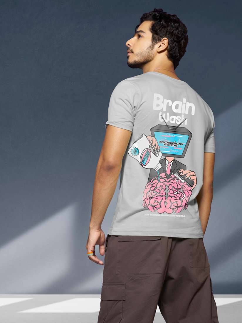 Buy Bewakoof Grey Brain Wash Graphic Printed T shirt Tshirts for Men 23806422 Myntra
