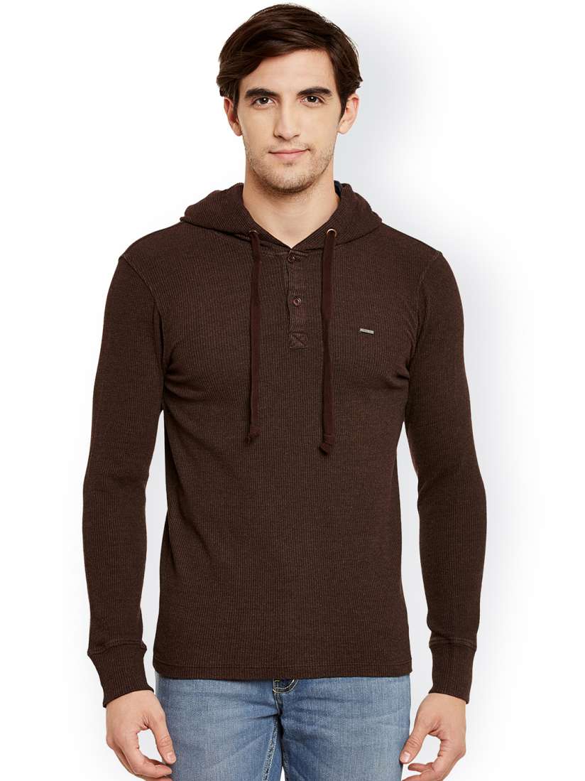 Buy Wear Your Mind Men Brown Hooded T Shirt Tshirts for Men 2380745 Myntra