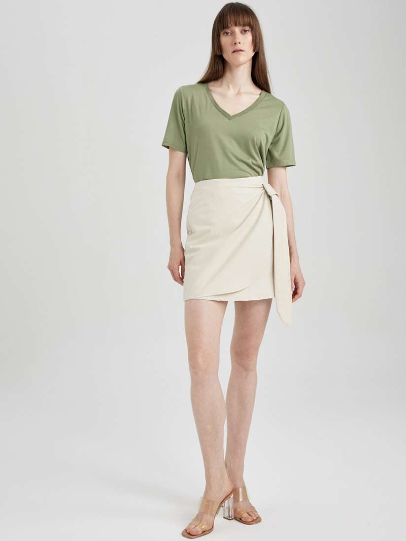 Buy DeFacto Pure Cotton Wrap Mini Skirt Skirts for Women 23809044 Myntra