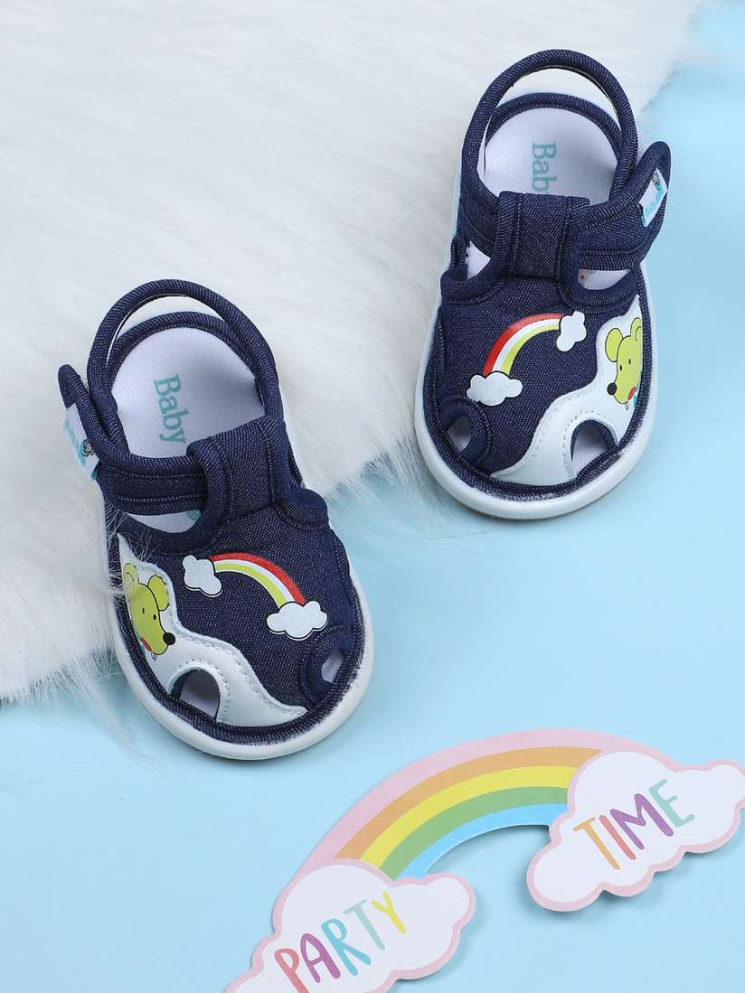 Baby Moo Baby Sandal Baby Sandal Baby Moo Striped Handmade Pom Pom