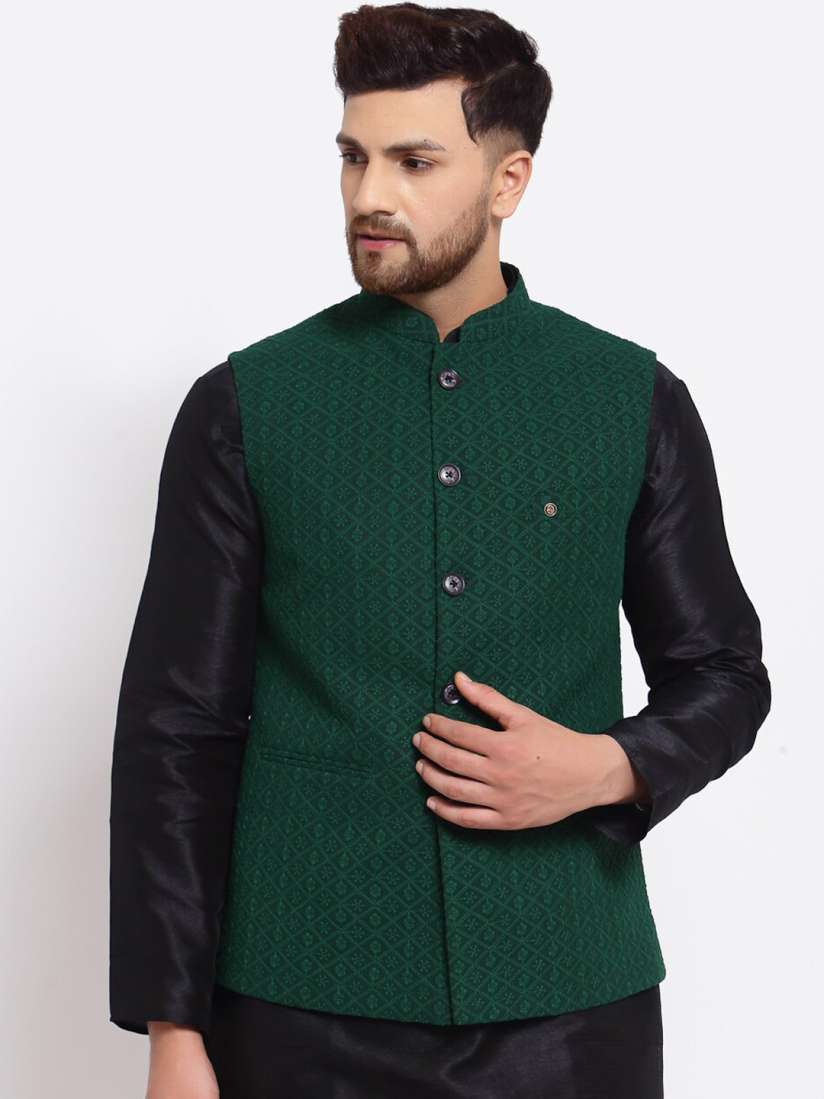 Buy MOHANLAL SONS Woven Floral Pattern Slim Fit Nehru Jacket Nehru Jackets for Men 23813976 Myntra