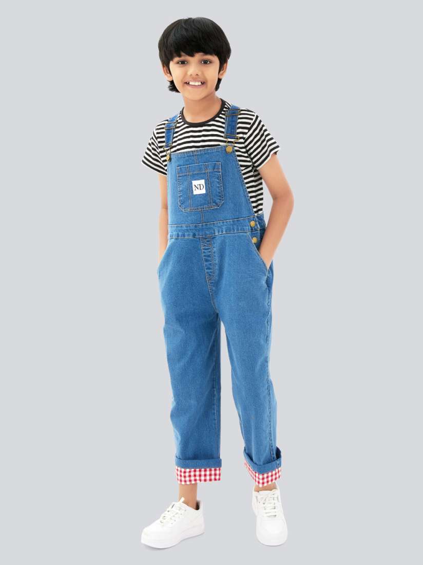 Buy Olele Boys Signature Denim Dungaree Dungarees for Boys 23816740 Myntra