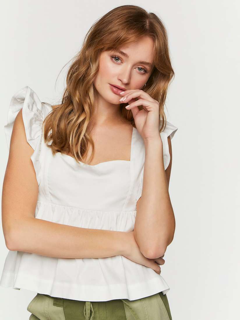 White peplum top forever 21 top