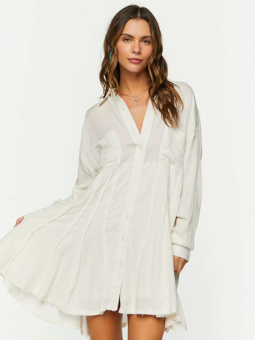 Buy FOREVER 21 White Shirt Collar Cuffed Sleeve A Line Dress Dresses for Women 23819768 Myntra