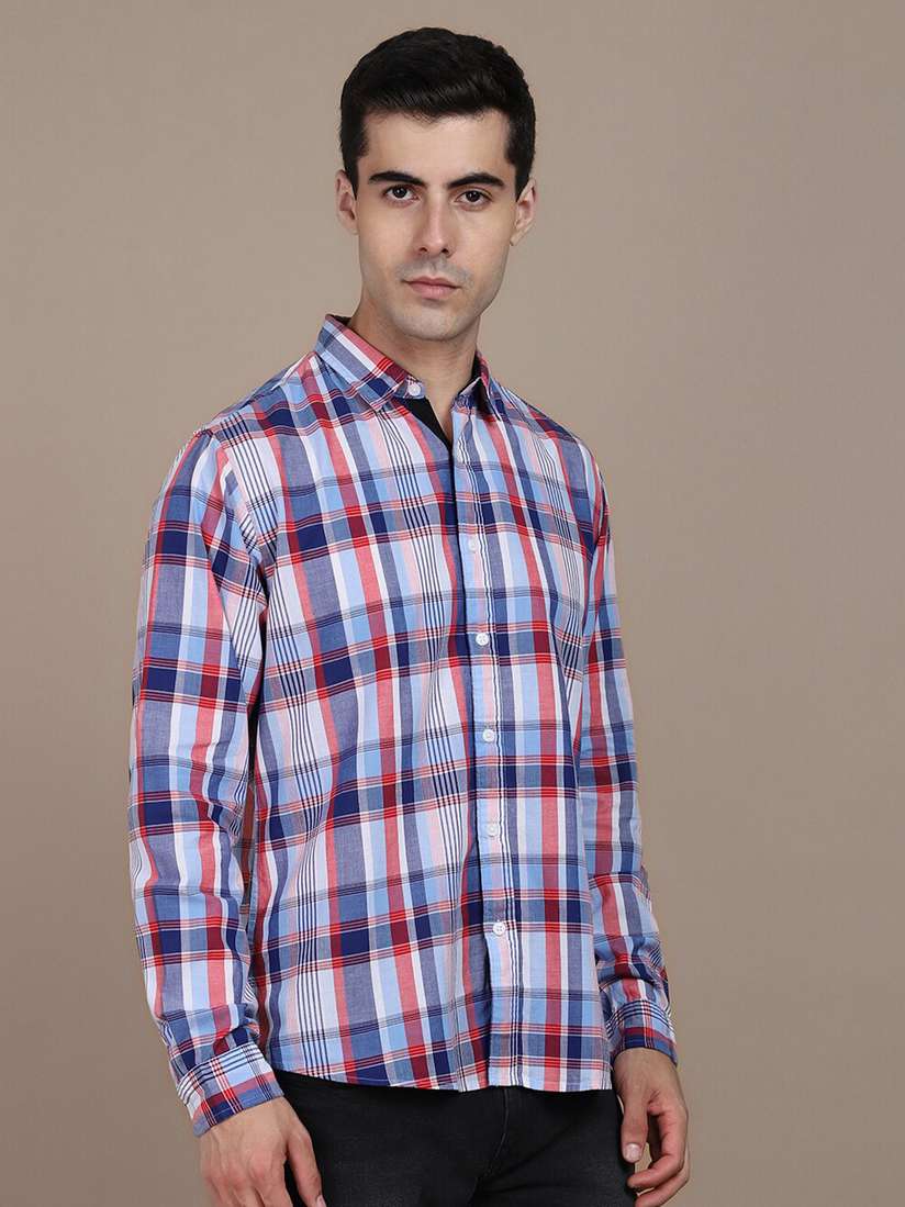 Dennislingo Dusty Blue Mens Shirt Buy Dennis Lingo Slim Fit Tartan