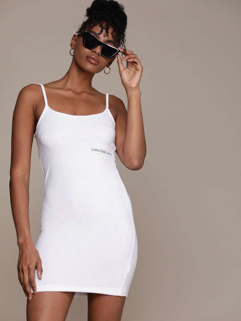 White strappy bodycon dress on sale