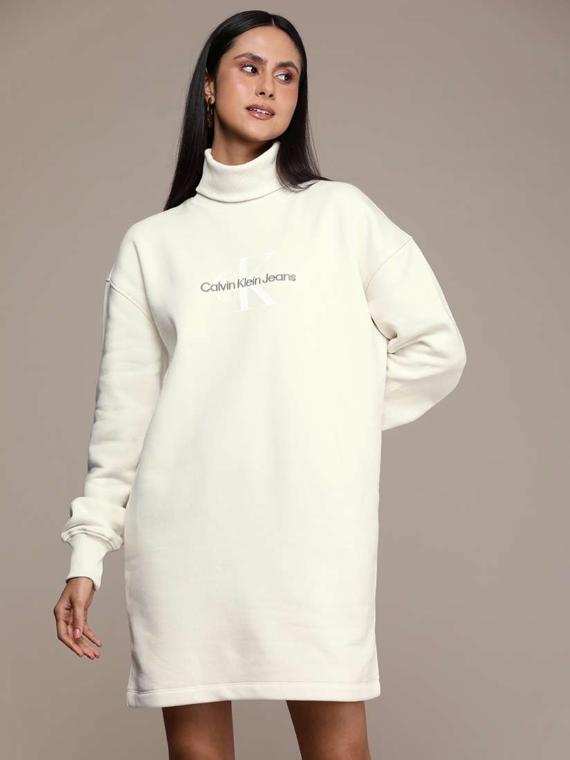Buy Calvin Klein Jeans Turtle Neck Brand Logo Printed Jumper Dress Dresses for Women 23823394 Myntra
