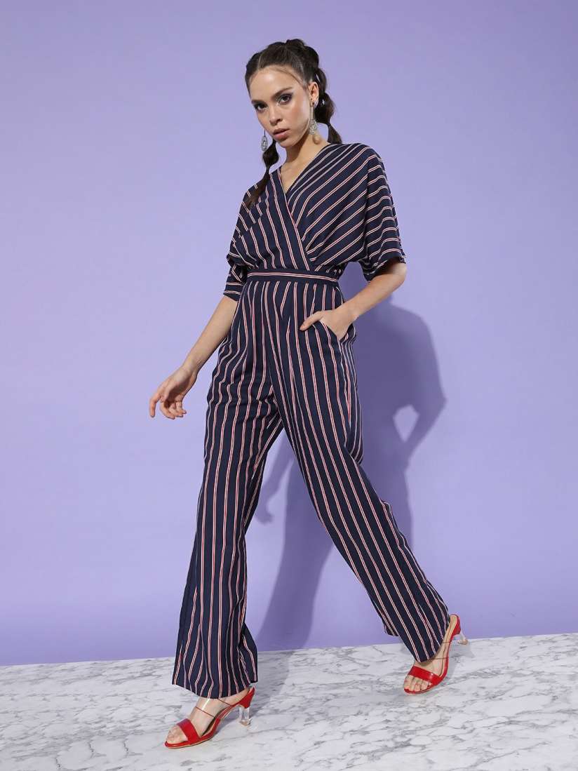 Buy HERE NOW Striped Basic Jumpsuit Jumpsuit for Women 23824574 Myntra