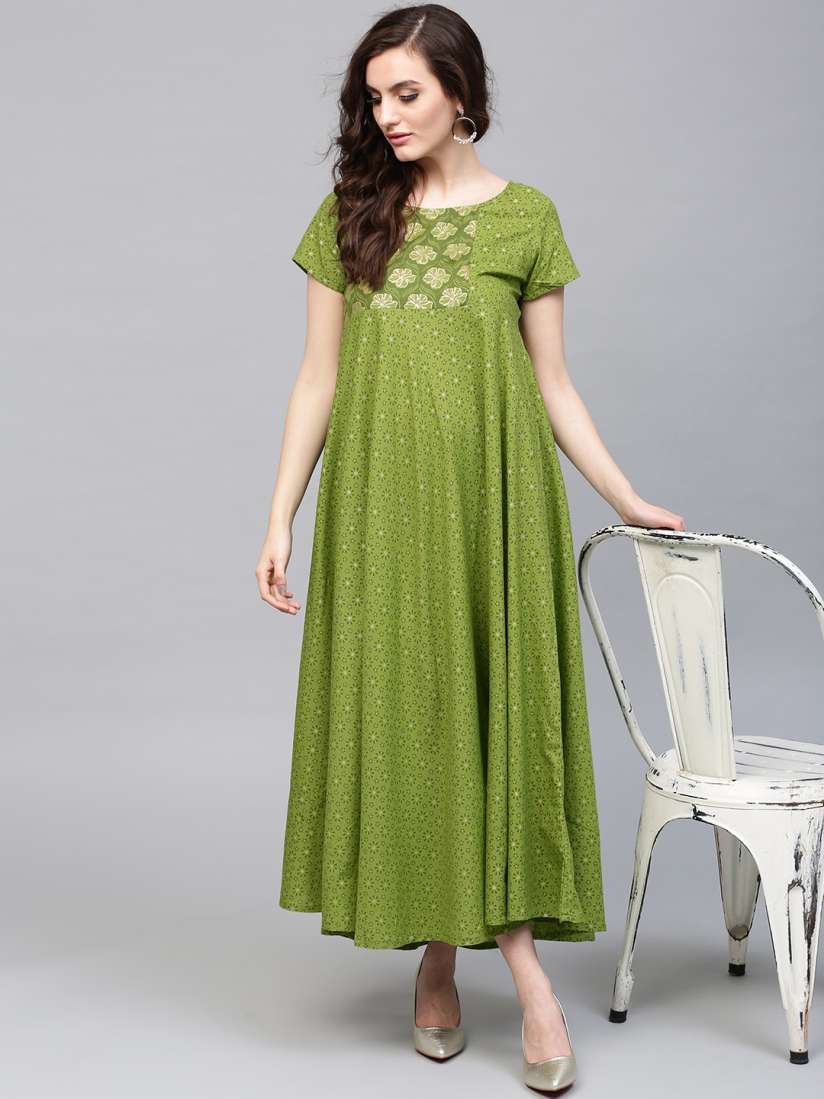 Aks women's maxi green dress sale