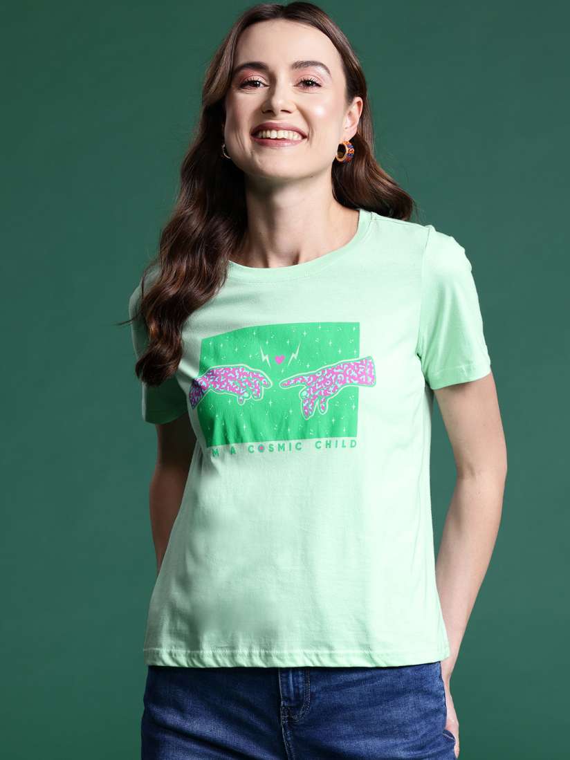 Buy DressBerry Women Printed Pure Cotton T shirt Tshirts for Women 23834220 Myntra