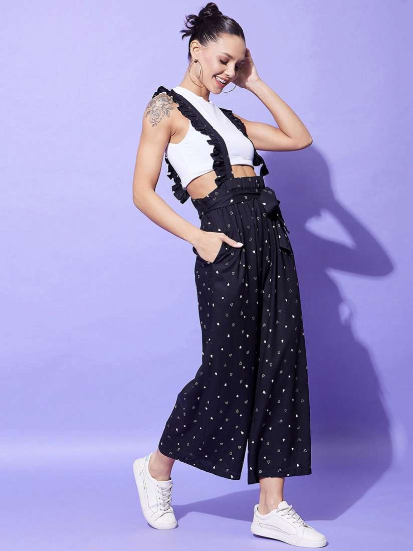 Buy StyleStone Printed Ruffled Dungaree Dungarees for Women 23835760 Myntra
