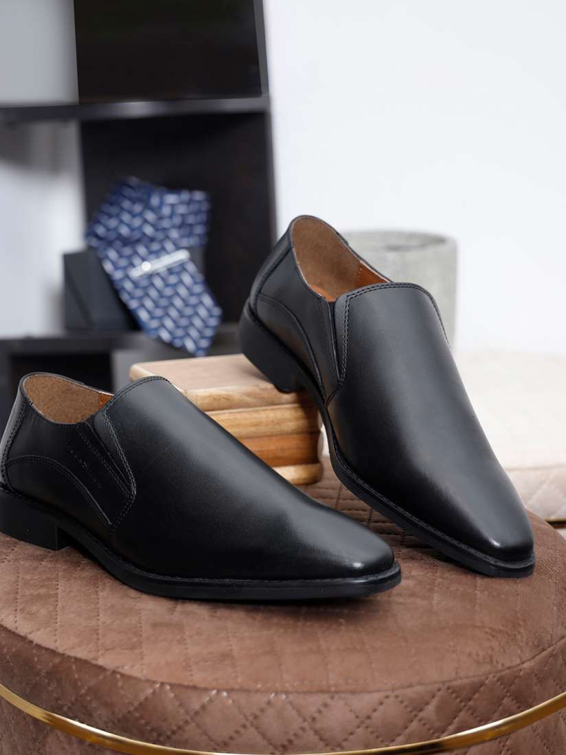 Buy LOUIS STITCH Men Jet Black Premium Italian Leather Formal Slip On Shoes Formal Shoes for Men 23853246 Myntra