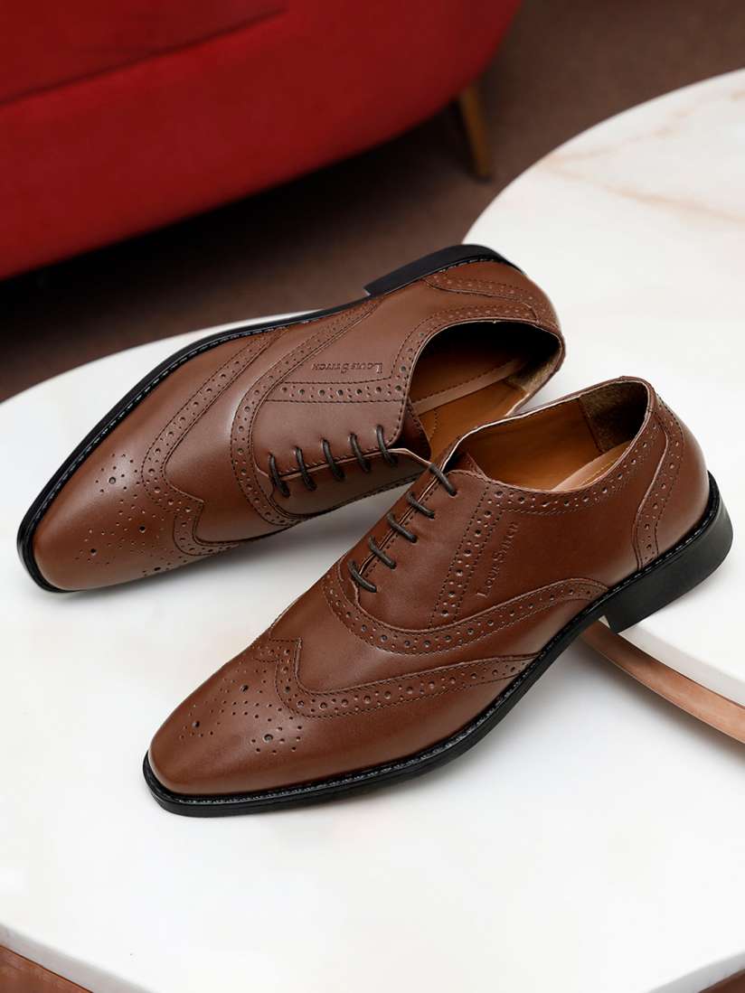 Buy Louis Stitch Men Tan Premium Italian Leather Formal Brogue Shoes Formal Shoes for Men 23853258 Myntra
