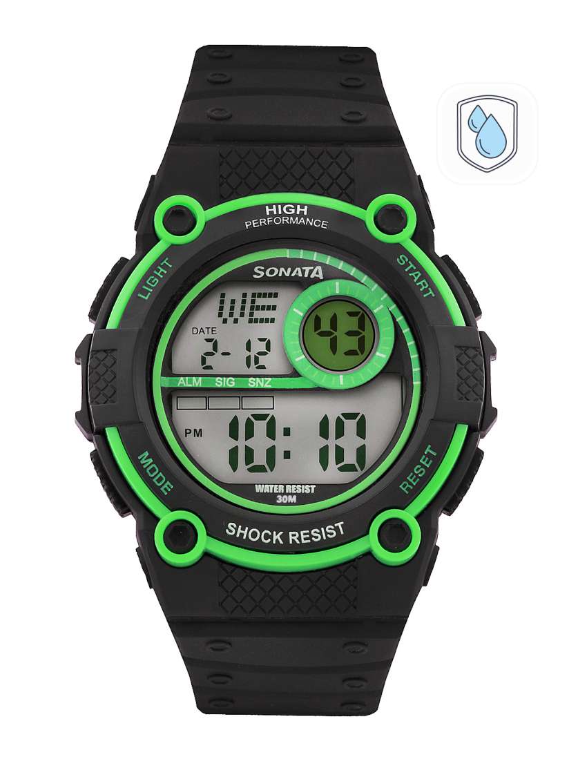 Black digital watch mens top
