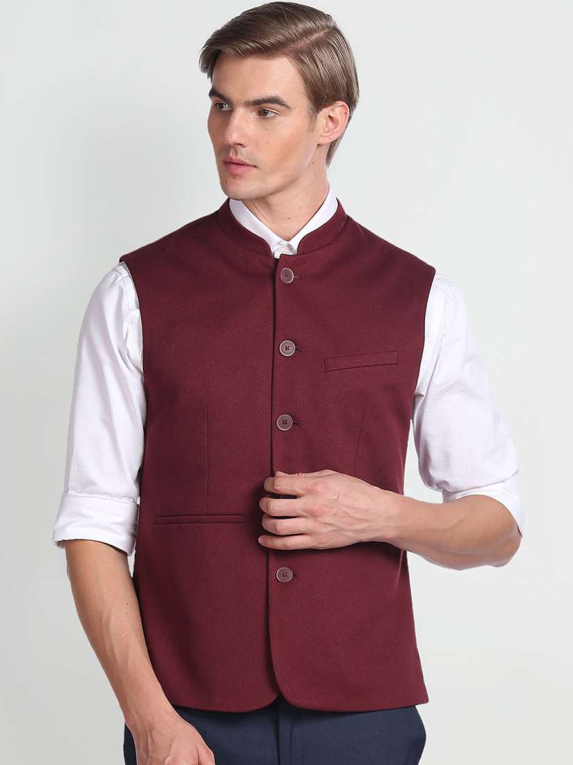 Buy Arrow Mandarin Collar Sleeveless Nehru Jacket Nehru Jackets for Men 23853948 Myntra