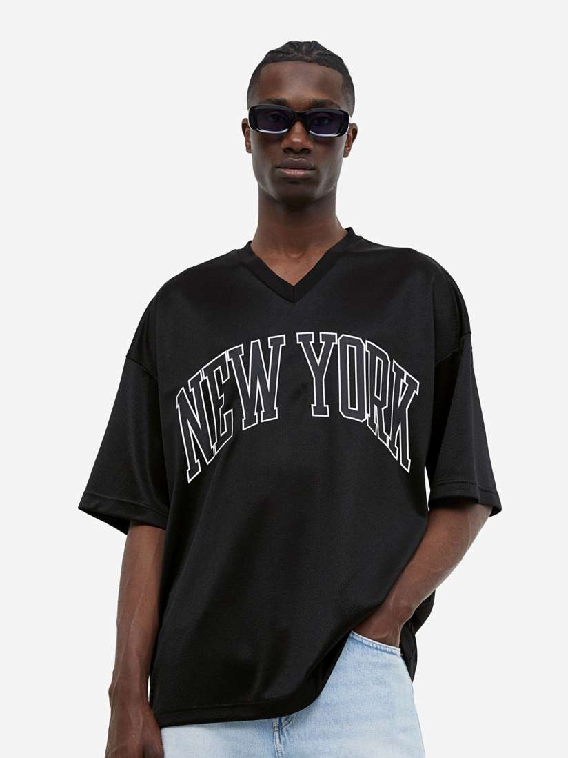 Buy H M Oversized Fit Printed Mesh T Shirt Tshirts for Men 23864018 Myntra