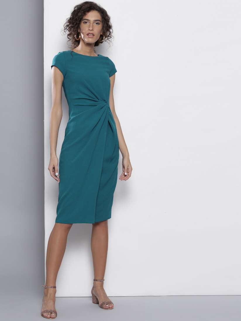 Buy DOROTHY PERKINS Women Teal Blue Solid Layered Sheath Dress with Gathers Dresses for Women 2386631 Myntra
