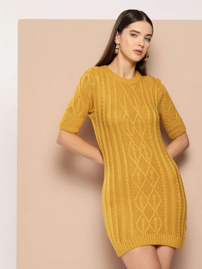 Buy Chemistry Cable Knit Acrylic Sweater Dress Dresses for Women 23873728 Myntra