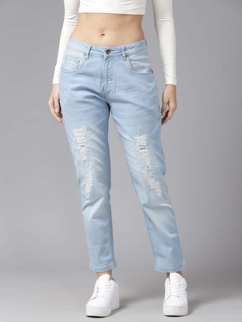 Buy The Roadster Lifestyle Co. Women Boyfriend Fit Ripped Jeans Jeans for Women 23878428 Myntra