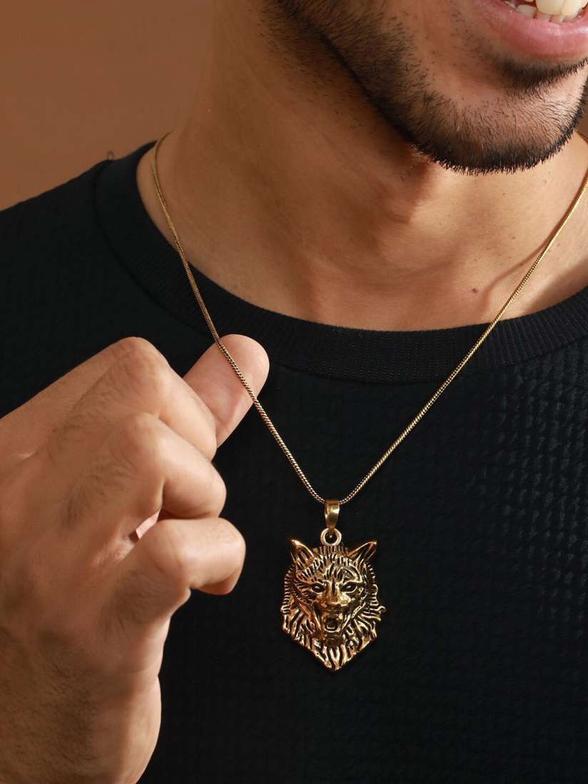 Mens necklace lion sale