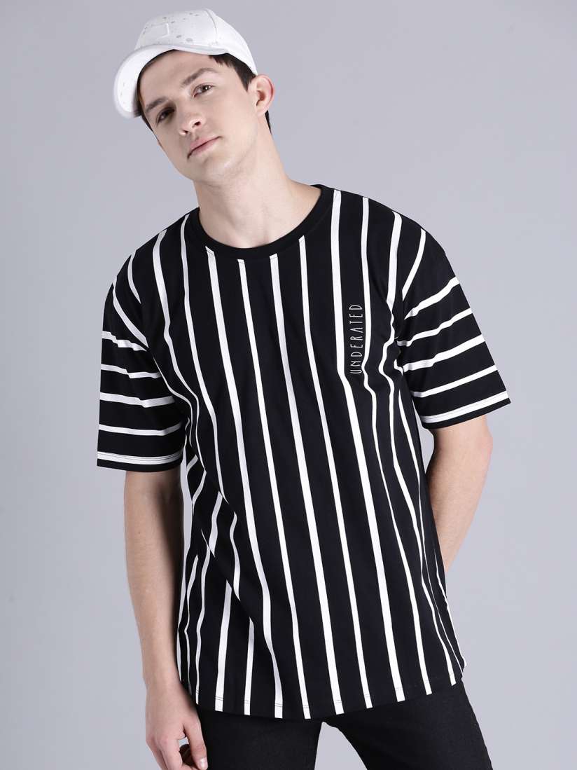 Buy Kook N Keech Men Black Striped Oversized Longline T shirt Tshirts for Men 2388250 Myntra