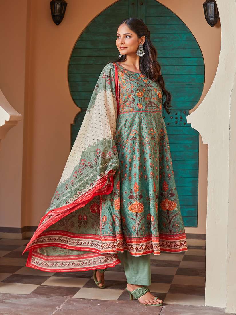 Buy Biba Ethnic Motifs Printed Kurta with Palazzos Dupatta Kurta Sets for Women 23884082 Myntra