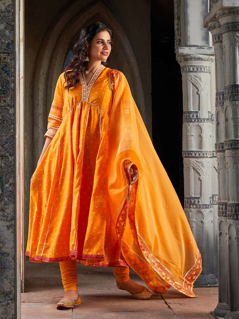Buy Biba Ethnic Motifs Embroidered Yoke Design Regular Kurta with Churidar Dupatta Kurta Sets for Women 23884092 Myntra