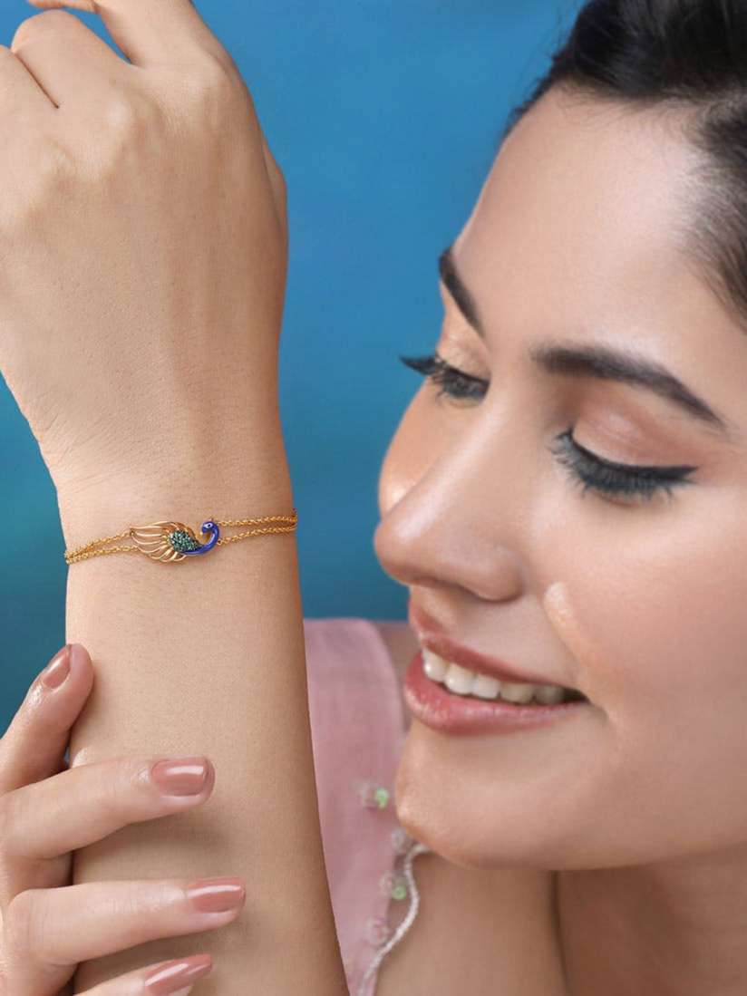Buy CANDERE A KALYAN JEWELLERS COMPANY Peacock 14KT Gemstone Gold Bracelet 1.92gm Bracelet Gold for Women 23887830 Myntra