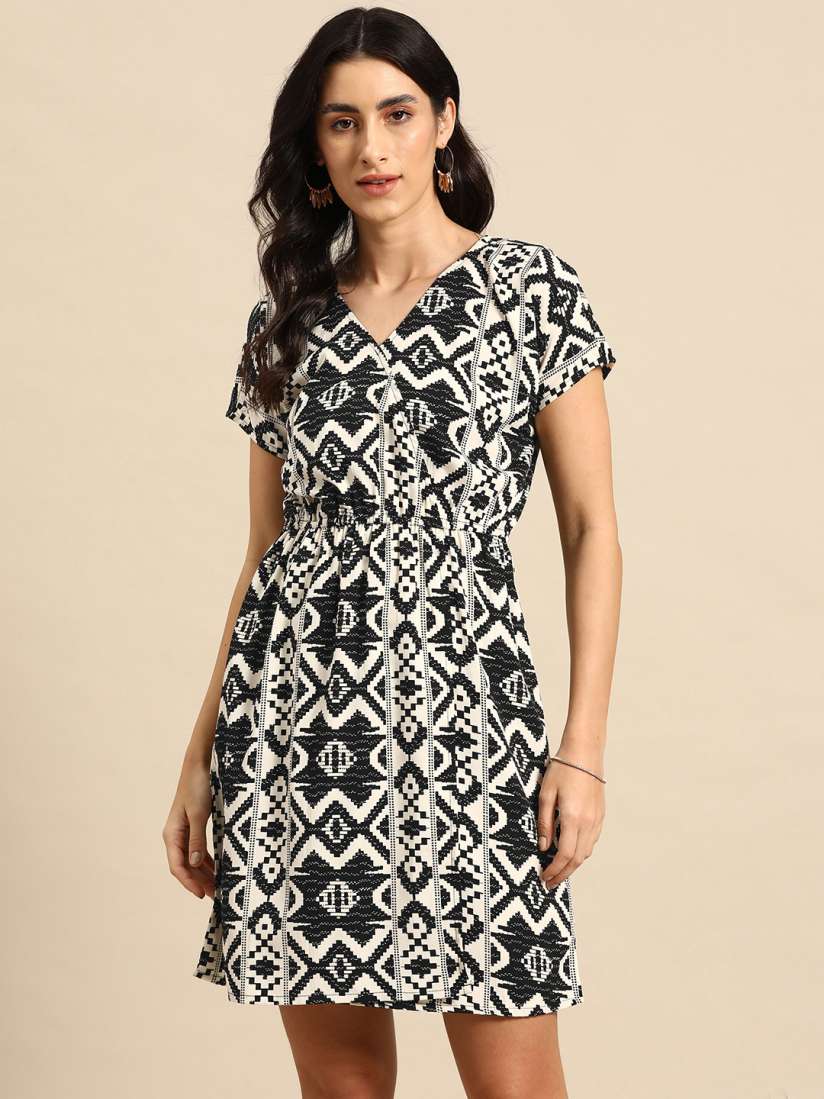Buy MABISH by Sonal Jain White Black Print Mini Dress Dresses for Women 23893680 Myntra
