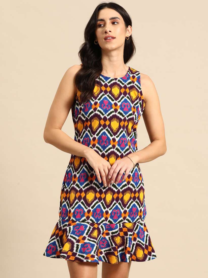 Buy MABISH by Sonal Jain Ethnic Motifs Printed Drop Waist Mini Dress Dresses for Women 23893718 Myntra