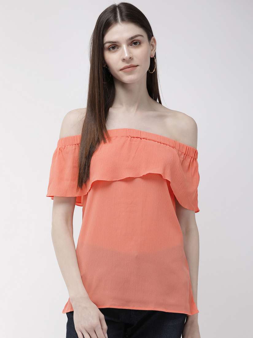 Peach bardot top shop