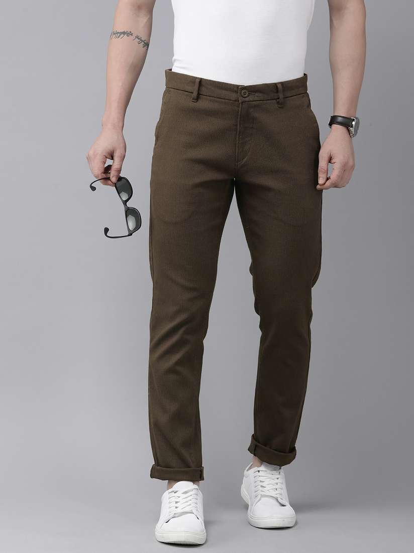 Buy U.S. Polo Assn. Men Textured Mid-Rise Austin Trim Fit Regular Trousers  - Trousers for Men 23900310 | Myntra