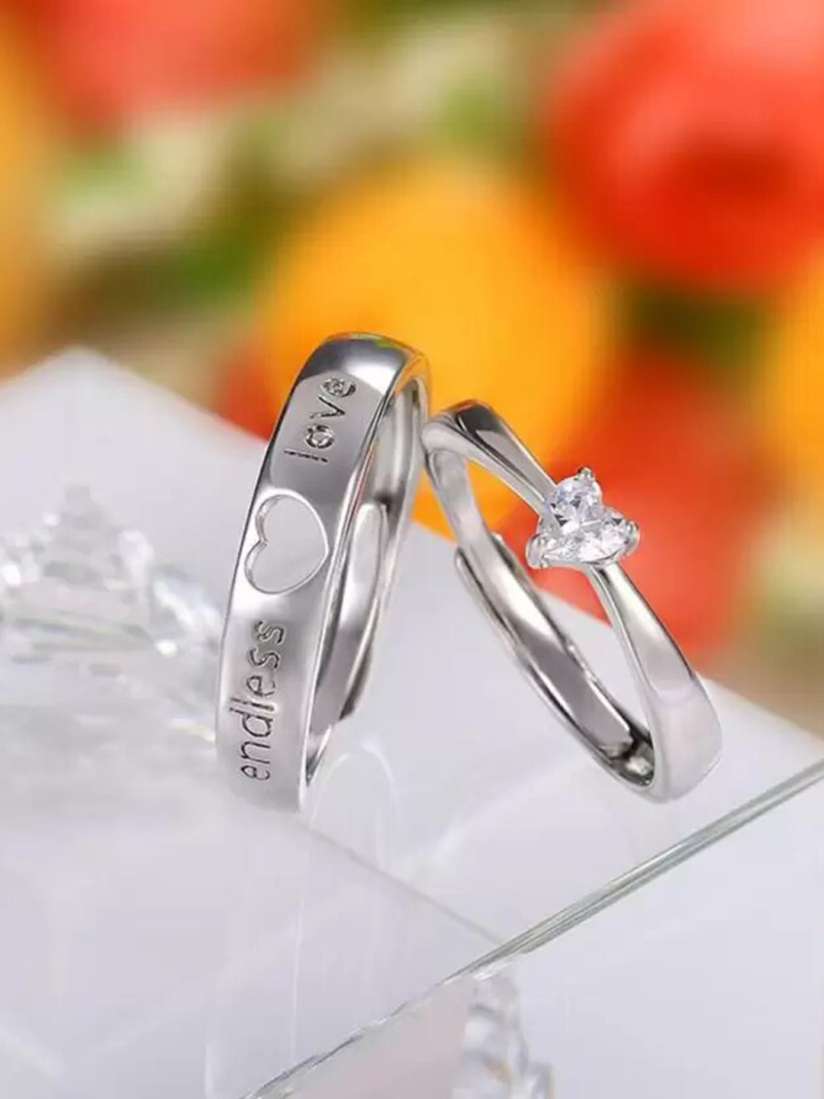 Buy KARISHMA KREATIONS Set Of 2 Silver Plated AD Studded Couple Rings Ring for Unisex 23906218 Myntra