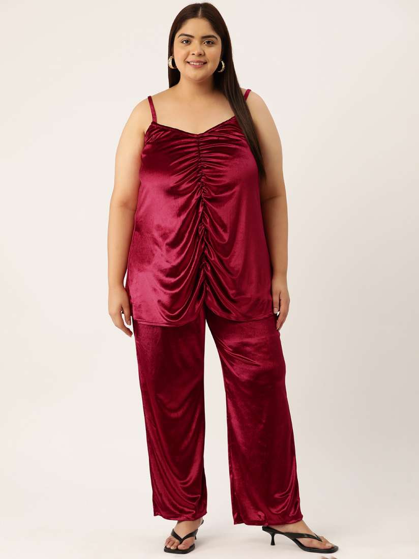 Buy theRebelinme Women Plus Size Solid Top with Trousers Co Ords for Women 23906786 Myntra