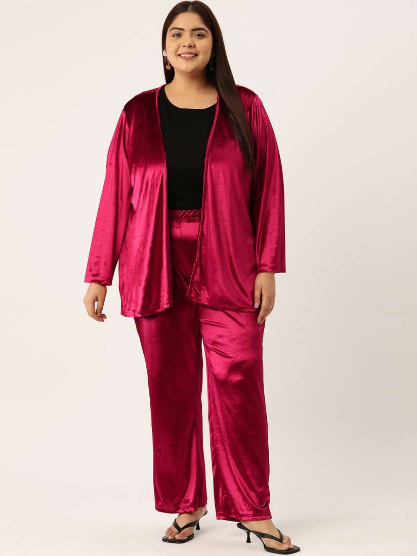 Buy theRebelinme Plus Size Velvet Shrug with Trousers Co Ords for Women 23906844 Myntra