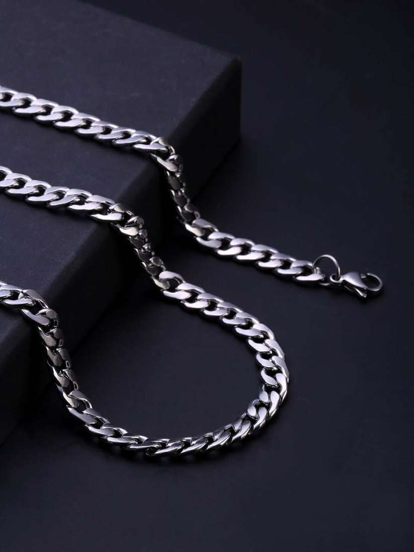 Silver plated curb chain top