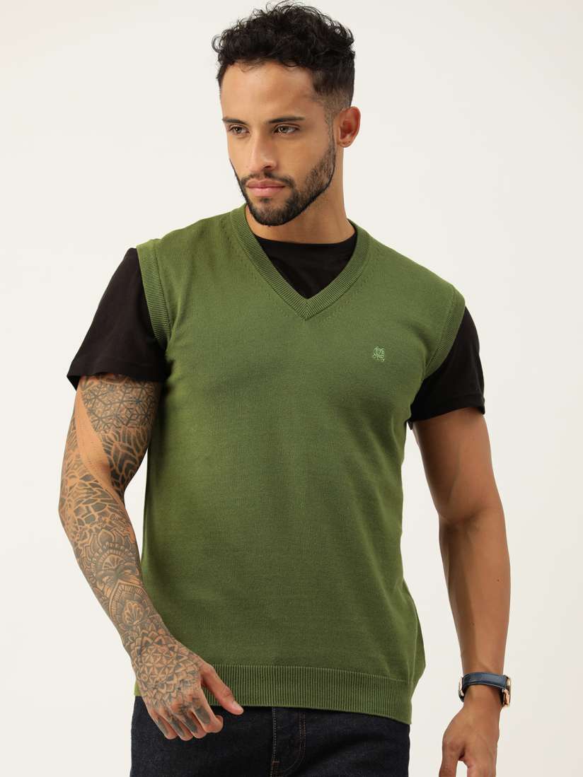 Buy Monte Carlo Solid Minimal Logo Embroidered Pure Cotton Sweater Vest Sweaters for Men 23920896 Myntra